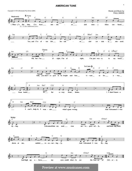 American Tune (Eva Cassidy): Für Keyboard by Paul Simon
