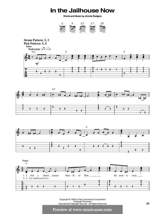 In the Jailhouse Now: Für Gitarre mit Tabulatur by Jimmie Rodgers