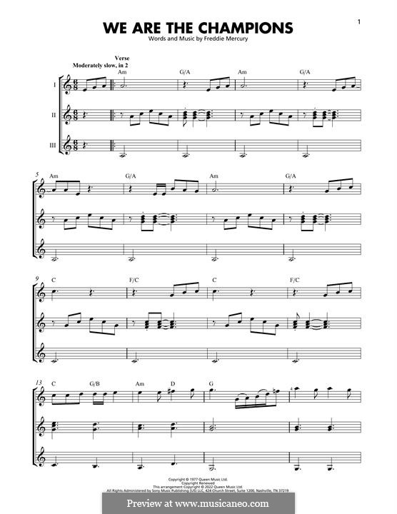 We are the Champions (Queen): Für Gitarre by Freddie Mercury