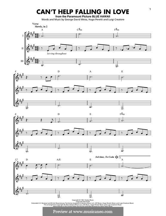Guitar version: Trio by George David Weiss, Hugo Peretti, Luigi Creatore