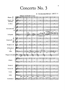 Konzert für Klavier und Orchester Nr.3 in Es-Dur, TH 65 Op.75: Vollpartitur by Pjotr Tschaikowski
