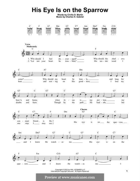 His Eye Is on the Sparrow (Ethel Waters): Für Gitarre by Charles Hutchinson Gabriel