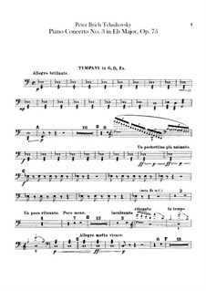 Konzert für Klavier und Orchester Nr.3 in Es-Dur, TH 65 Op.75: Paukenstimme by Pjotr Tschaikowski