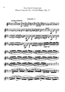 Konzert für Klavier und Orchester Nr.3 in Es-Dur, TH 65 Op.75: Violinstimmen I by Pjotr Tschaikowski
