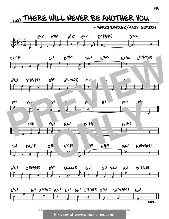 There Will Never Be Another You: Melodische Linie by Harry Warren
