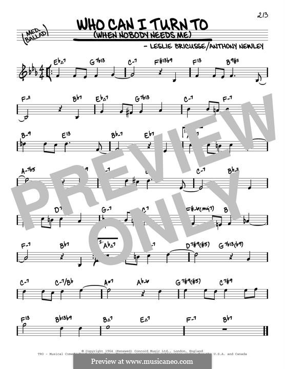Who Can I Turn To?: Melodische Linie by Anthony Newley, Leslie Bricusse