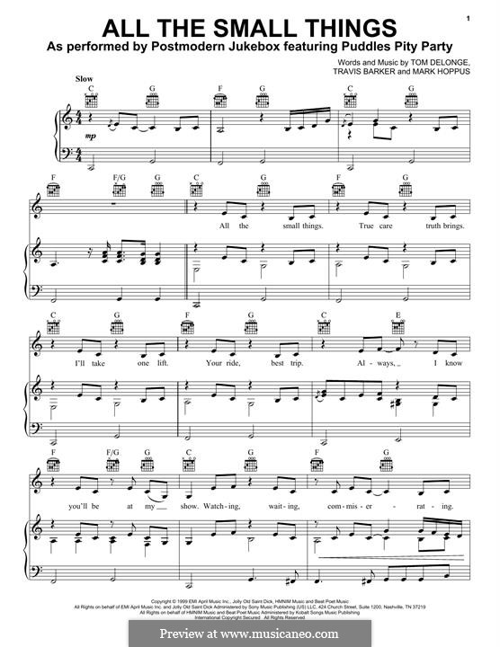 All the Small Things (Blink-182): Für Stimme und Klavier (oder Gitarre) by Mark Hoppus, Tom DeLonge