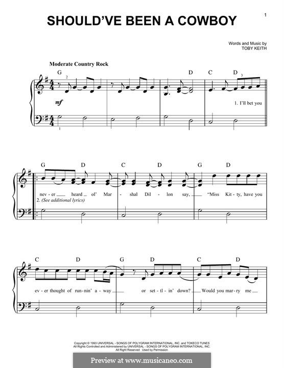 Should've Been a Cowboy: Für Klavier by Toby Keith