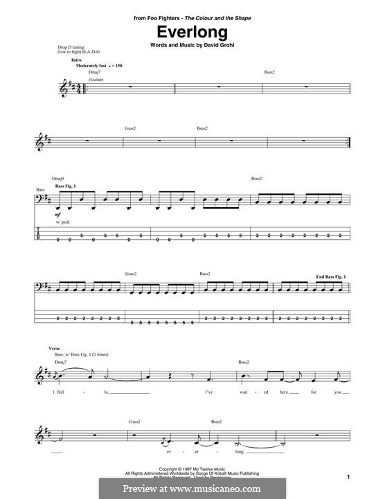 Everlong (Foo Fighters): Für Bassgitarre mit Tabulatur by David Grohl