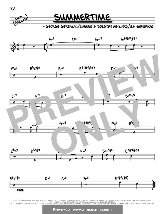 Summertime, vocal version: Melodische Linie by George Gershwin