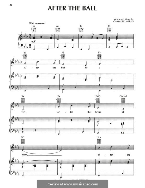 After the Ball: Für Stimme und Klavier (oder Gitarre) by Charles Kassell Harris