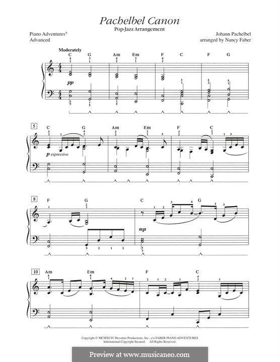 Piano version: Pop-jazz version by Johann Pachelbel
