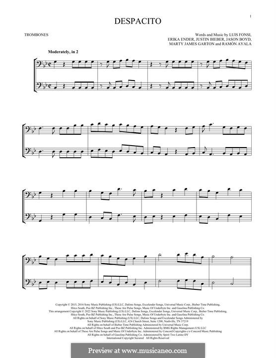 Instrumental version: For two trombones by Luis Fonsi, Erika Ender, Ramon Ayala