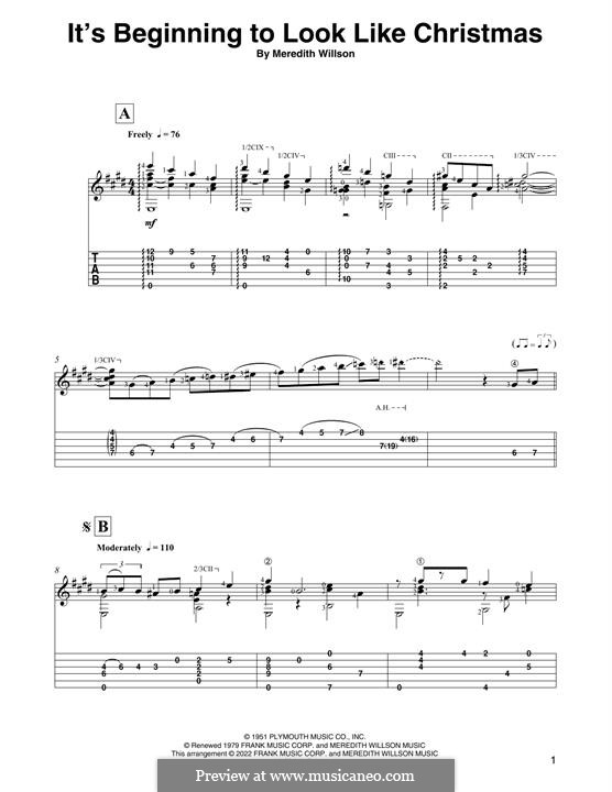 It's Beginning to Look a Lot Like Christmas (Perry Como): Für Gitarre by Meredith Willson