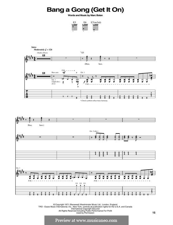 Bang A Gong (Get It On): Für Gitarre by Marc Bolan
