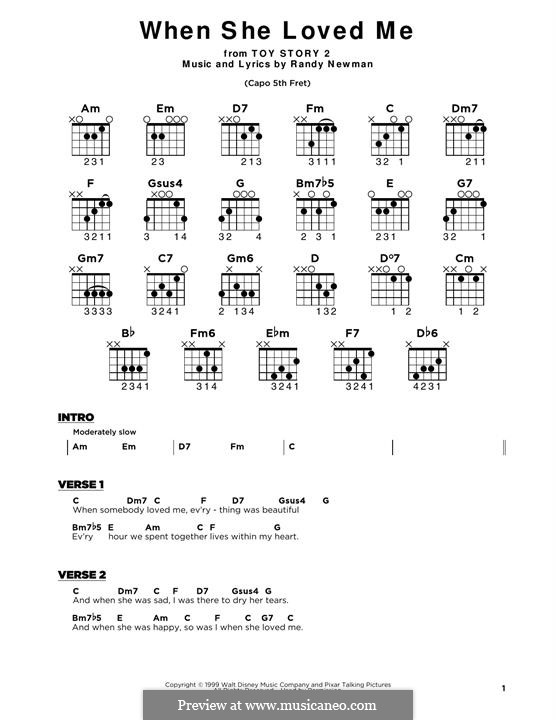 When She Loved Me (from Toy Story 2): Lyrics and guitar chords by Randy Newman