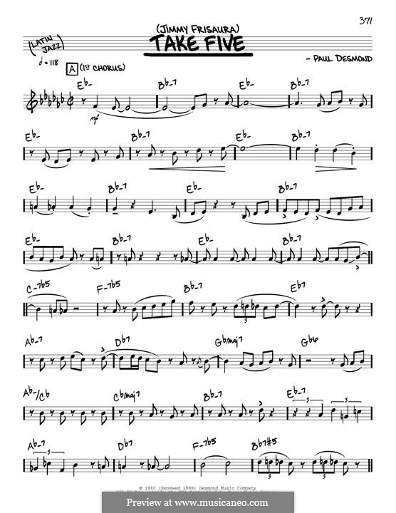 Take Five (Dave Brubeck): Melodische Linie by Paul Desmond