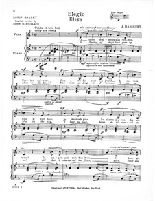Dix pièces de genre, Op.10: Nr.5 Melodie, für tiefe Stimme und Klavier by Jules Massenet