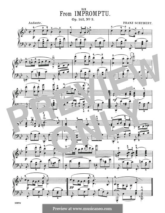 Vier Impromptus für Klavier, D.935 Op.142: Impromptu No.3 (Andante) by Franz Schubert