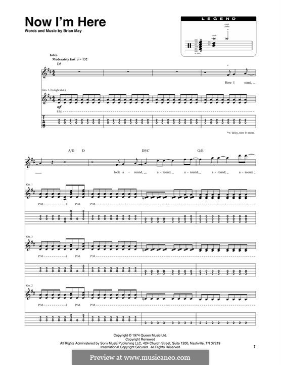 Now I'm Here (Queen): Transcribed score by Brian May