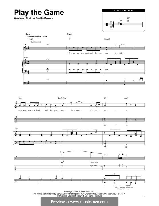 Play the Game (Queen): Transcribed score by Freddie Mercury