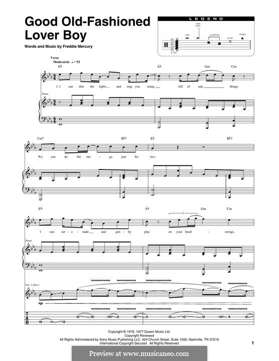 Good Old Fashioned Lover Boy (Queen): Transcribed score by Freddie Mercury