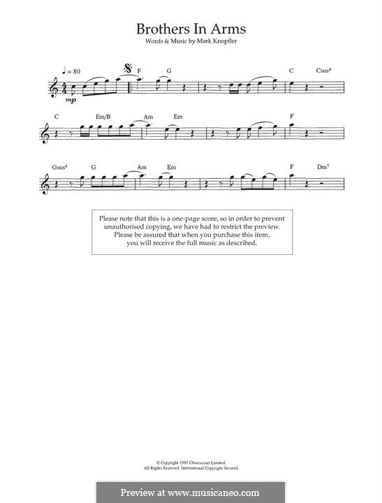 Brothers in Arms (Dire Straits): Für Flöte by Mark Knopfler