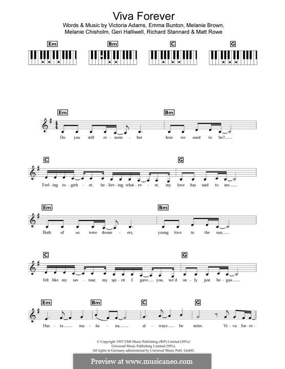 Viva Forever (The Spice Girls): Für Klavier by Emma Bunton, Geri Halliwell, Matt Rowe, Melanie Brown, Melanie C, Richard Stannard, Victoria Adams