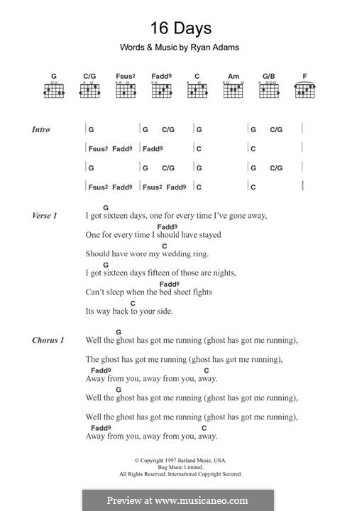 16 Days (Whiskeytown): Lyrics and guitar chords by Ryan Adams