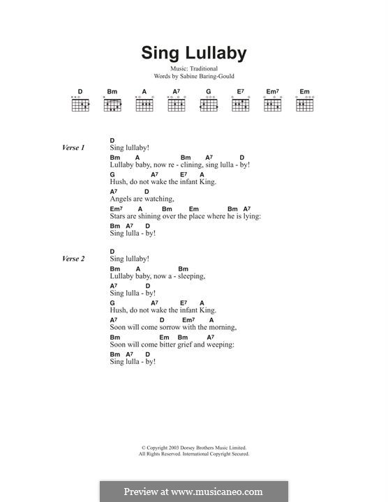 Sing Lullaby: Lyrics and guitar chords by folklore