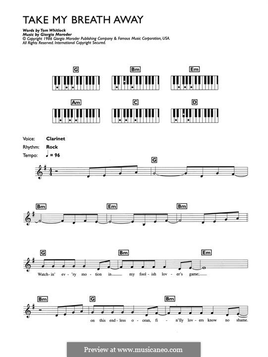 Take My Breath Away (Berlin): Für Klavier by Giorgio Moroder