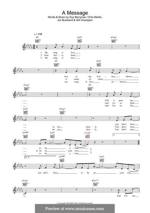 A Message (Coldplay): Für Keyboard by Chris Martin, Guy Berryman, Jonny Buckland, Will Champion