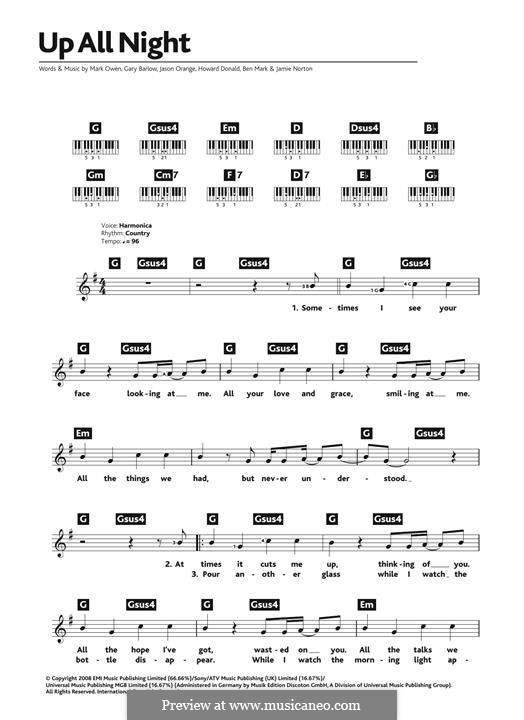 Up All Night (Take That): Für Klavier by Ben Mark, Gary Barlow, Howard Donald, Jamie Norton, Jason Orange, Mark Owen