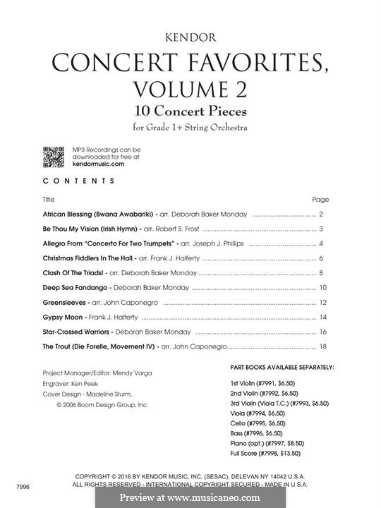 Kendor Concert Favorites, Volume 2: String Bass by folklore