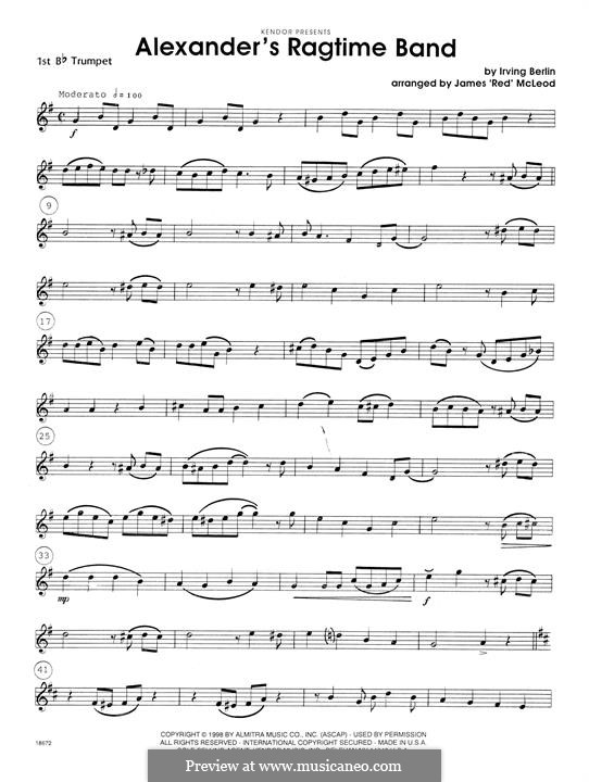 Alexander's Ragtime Band: Brass Ensemble version - 1st Bb Trumpet part by Irving Berlin