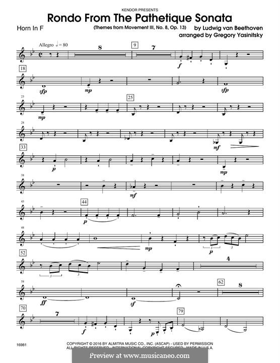 Teil III: Themes, for woodwind ensemble – horn in F part by Ludwig van Beethoven