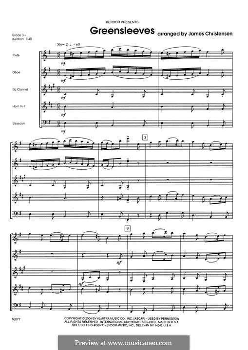 Chamber version: For woodwind ensemble – full score by folklore