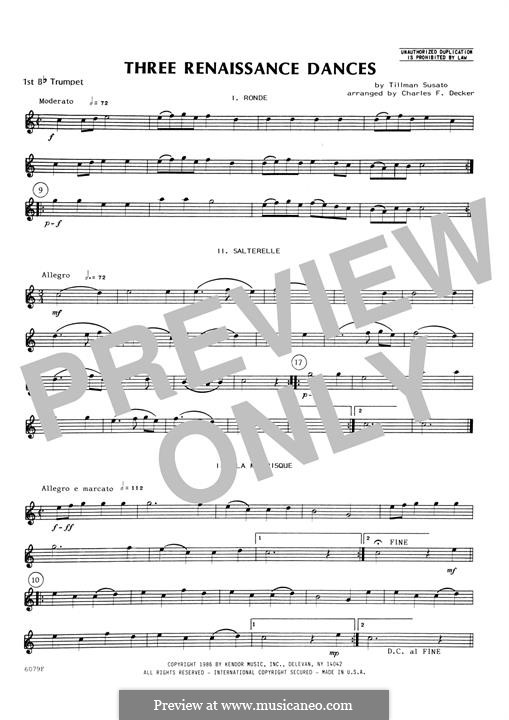 Three Renaissance Dances (From Het Derde Musyk Boexcken): 1st Bb Trumpet part by Tylman Susato