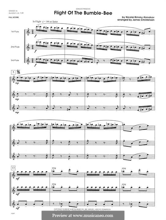 Hummelflug: For woodwind ensemble – full score by Nikolai Rimsky-Korsakov