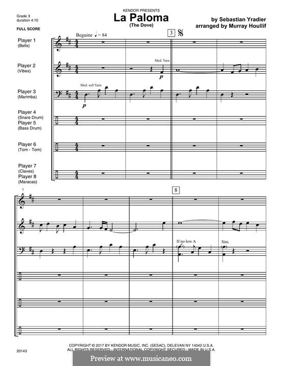 La Paloma (Die Taube): Full Score (Murray Houllif) by Sebastián Yradier