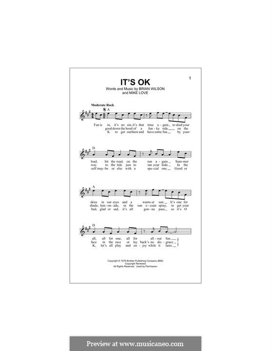 It's OK (The Beach Boys): Für Keyboard by Brian Wilson, Mike Love