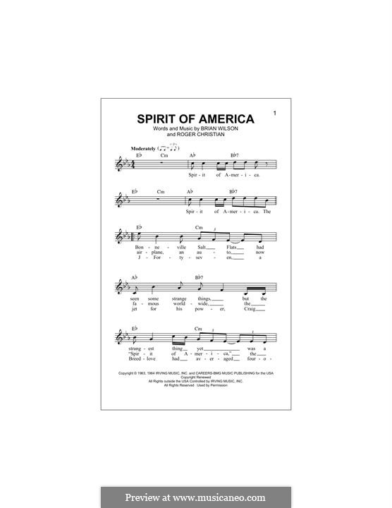 Spirit of America (The Beach Boys): Für Keyboard by Brian Wilson, Roger Christian