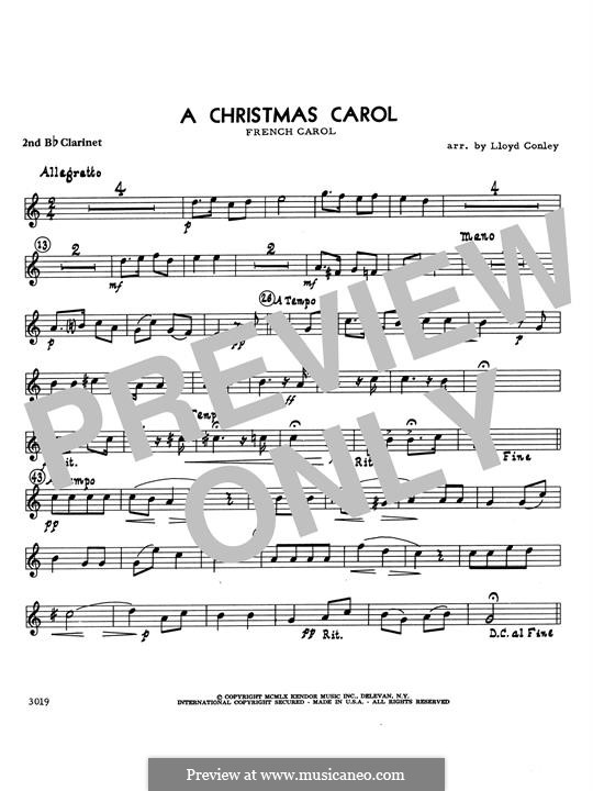 A Christmas Carol: 2nd Bb Clarinet part by folklore