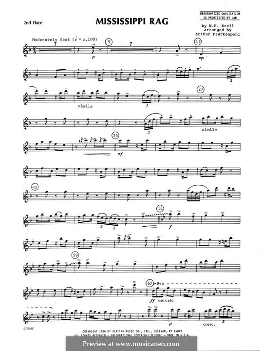 Mississippi Rag: For flutes – 2nd Flute part by William Krell