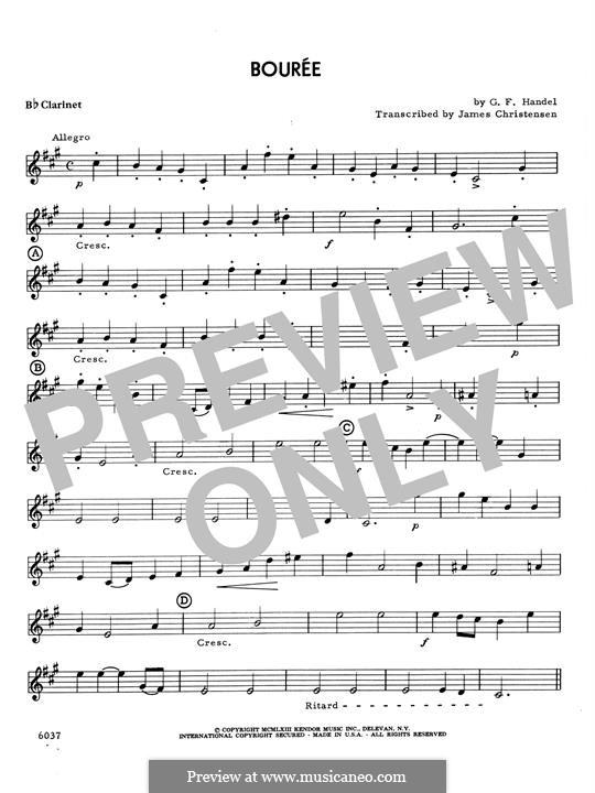 Bourrée in G-Dur: Bb Clarinet part by Georg Friedrich Händel