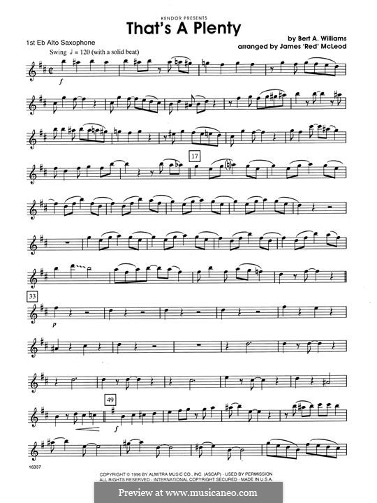 That's A Plenty: 1st Eb Alto Saxophone part by Bert Williams