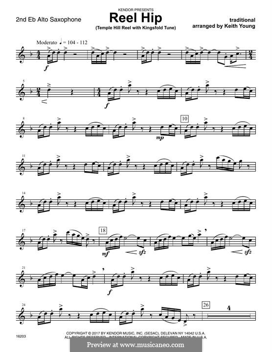 Reel Hip (Temple Hill Reel with Kingsfold Tune): 2nd Eb Alto Saxophone part by folklore