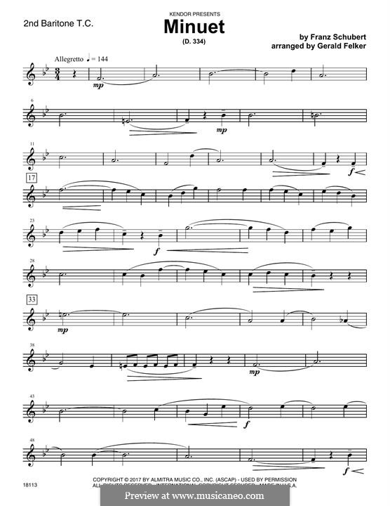 Menuett für Klavier in A-Dur, D.334: 2nd Baritone T.C. part by Franz Schubert