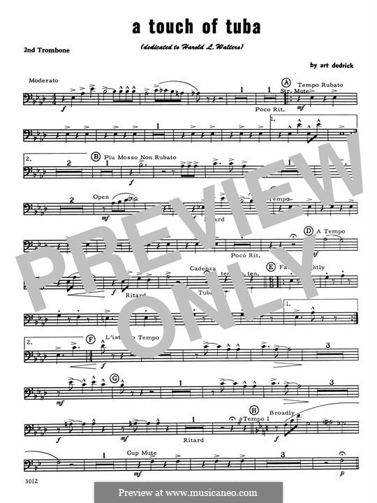 A Touch of Tuba: 2nd Trombone part by Art Dedrick