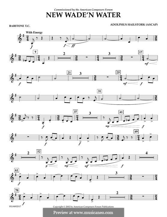 New Wade 'n Water: Euphonium in Treble Clef part by Adolphus Hailstork